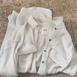 Aerie Cream Waffle Knit slacker